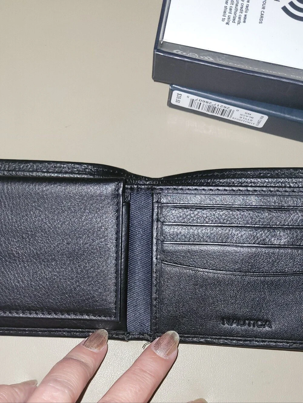 NWT - Nautica Black Bi-fold Wallet With RFID Protection.